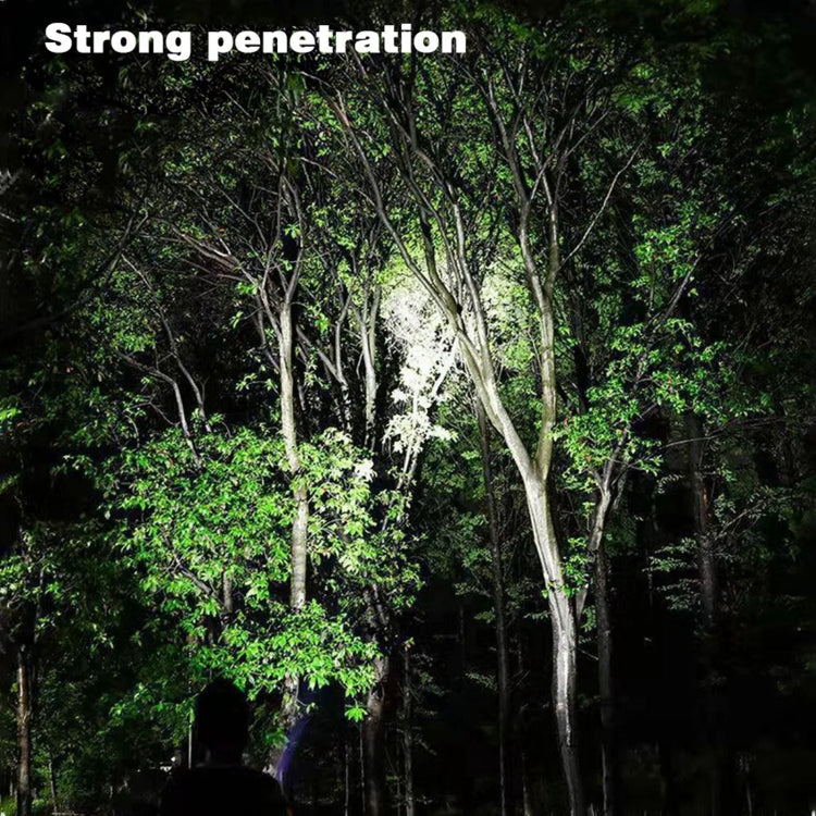 626 White Laser Wick Telescopic Zoom LED Flashlight with Fluorescent Strips - Black