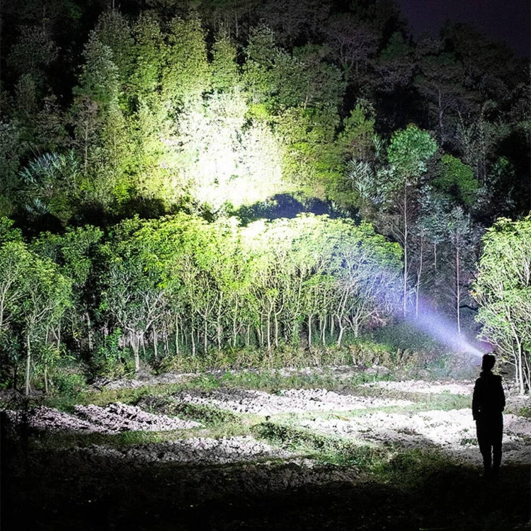 626 White Laser Wick Telescopic Zoom LED Flashlight with Fluorescent Strips - Black