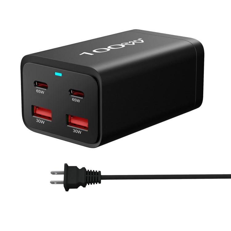 2A2C-100W GaN Pro 100W USB x 2, USB-C / Type-C x 2 Fast Charger, Plug Type:US Plug - Black