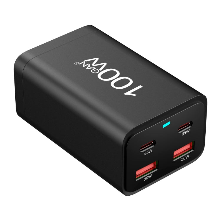 2A2C-100W GaN Pro 100W USB x 2, USB-C / Type-C x 2 Fast Charger, Plug Type:AU Plug - Black