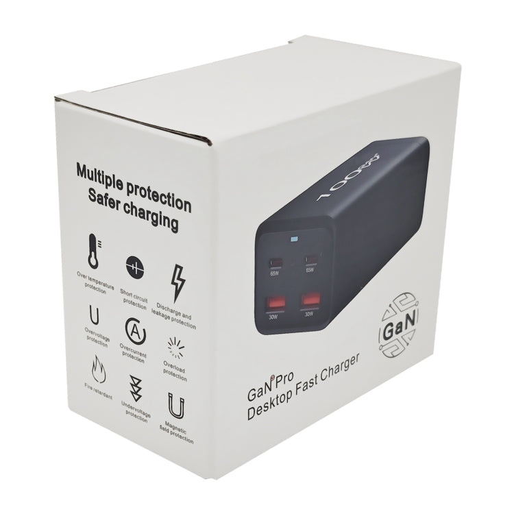 2A2C-100W GaN Pro 100W USB x 2, USB-C / Type-C x 2 Fast Charger, Plug Type:AU Plug - Black