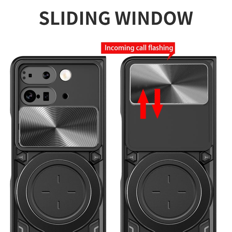 For Google Pixel 9 Pro Fold CD Texture Sliding Camshield Magnetic Holder Phone Case