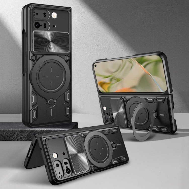 For Google Pixel 9 Pro Fold CD Texture Sliding Camshield Magnetic Holder Phone Case