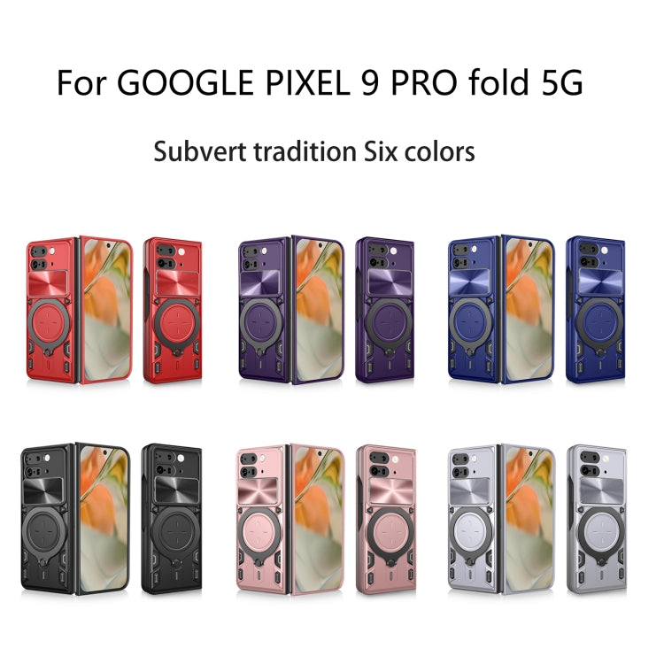 For Google Pixel 9 Pro Fold CD Texture Sliding Camshield Magnetic Holder Phone Case