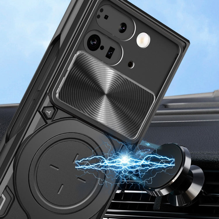 For Google Pixel 9 Pro Fold CD Texture Sliding Camshield Magnetic Holder Phone Case