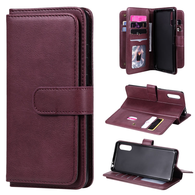 For Sony Xperia L4 Multifunctional Magnetic Copper Buckle Horizontal Flip Solid Color Leather Case with 10 Card Slots & Wallet & Holder & Photo Frame