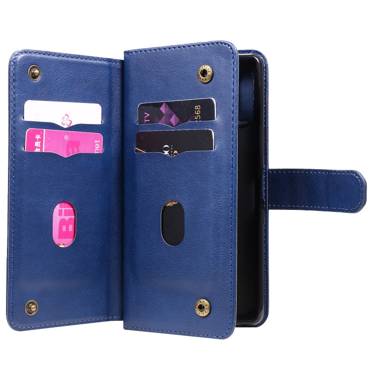 For Sony Xperia L4 Multifunctional Magnetic Copper Buckle Horizontal Flip Solid Color Leather Case with 10 Card Slots & Wallet & Holder & Photo Frame