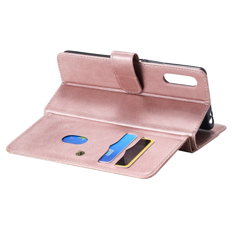 For Sony Xperia L4 Multifunctional Magnetic Copper Buckle Horizontal Flip Solid Color Leather Case with 10 Card Slots & Wallet & Holder & Photo Frame