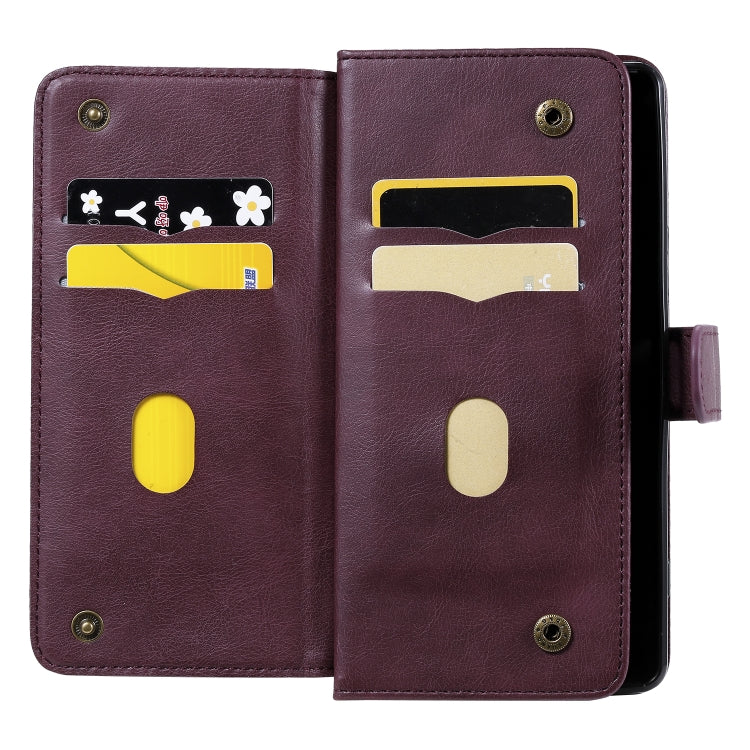 For Sony Xpeira 1 II Multifunctional Magnetic Copper Buckle Horizontal Flip Solid Color Leather Case with 10 Card Slots & Wallet & Holder & Photo Frame