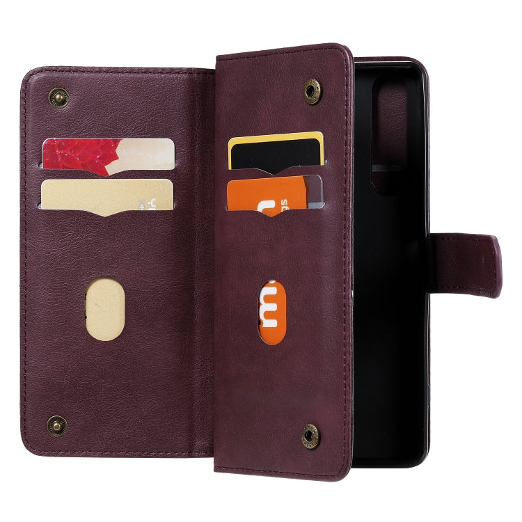 For Sony Xpeira 1 II Multifunctional Magnetic Copper Buckle Horizontal Flip Solid Color Leather Case with 10 Card Slots & Wallet & Holder & Photo Frame