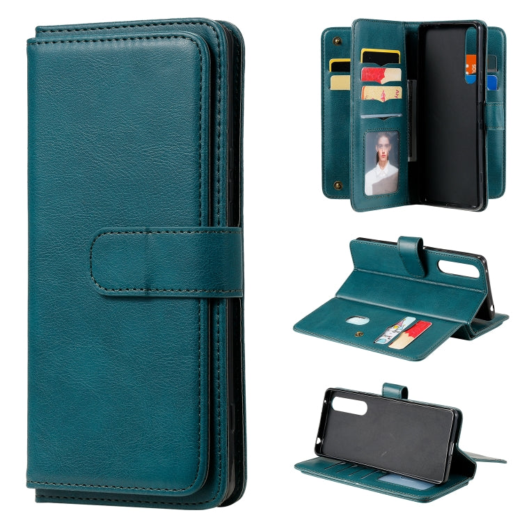 For Sony Xpeira 1 II Multifunctional Magnetic Copper Buckle Horizontal Flip Solid Color Leather Case with 10 Card Slots & Wallet & Holder & Photo Frame
