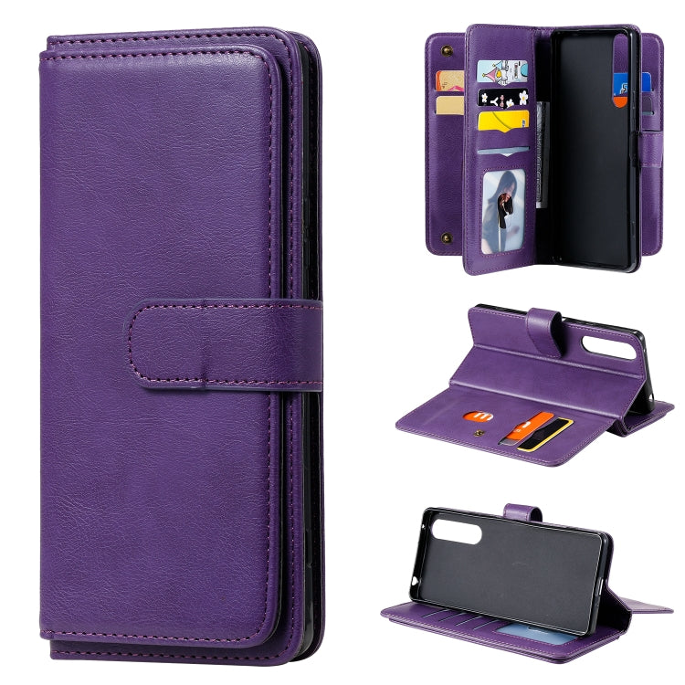 For Sony Xpeira 1 II Multifunctional Magnetic Copper Buckle Horizontal Flip Solid Color Leather Case with 10 Card Slots & Wallet & Holder & Photo Frame