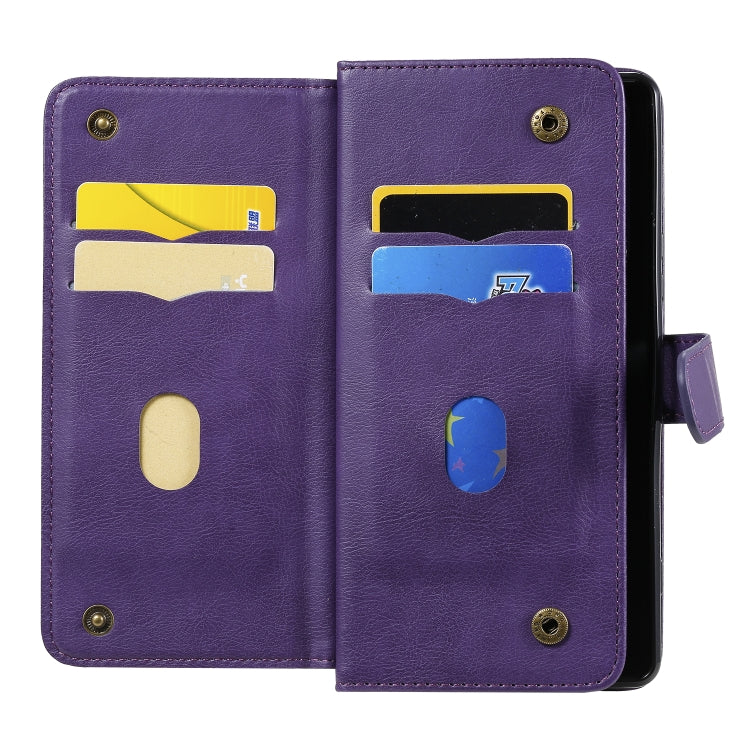 For Sony Xpeira 1 II Multifunctional Magnetic Copper Buckle Horizontal Flip Solid Color Leather Case with 10 Card Slots & Wallet & Holder & Photo Frame