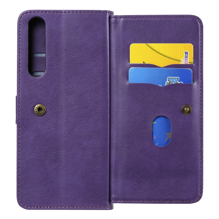 For Sony Xpeira 1 II Multifunctional Magnetic Copper Buckle Horizontal Flip Solid Color Leather Case with 10 Card Slots & Wallet & Holder & Photo Frame