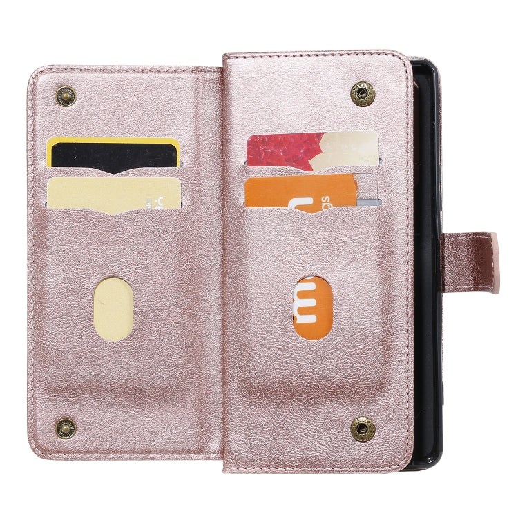 For Sony Xpeira 1 II Multifunctional Magnetic Copper Buckle Horizontal Flip Solid Color Leather Case with 10 Card Slots & Wallet & Holder & Photo Frame