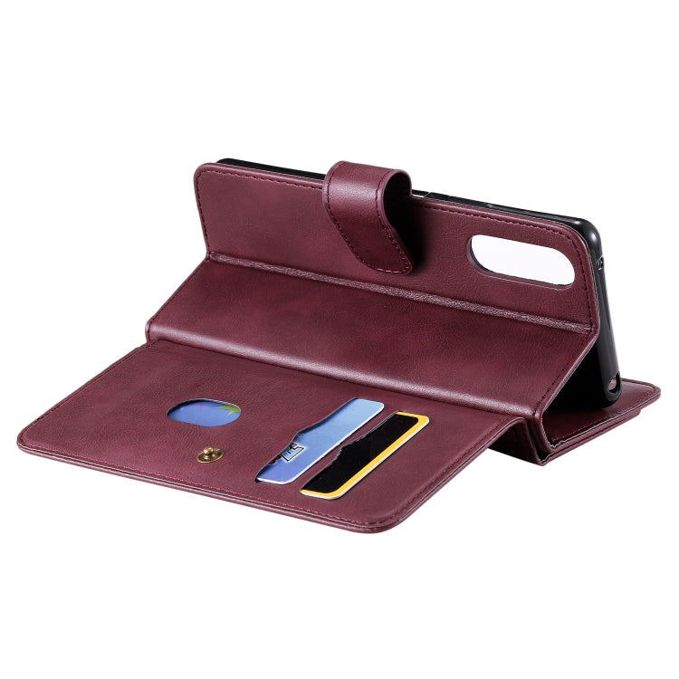 For Sony Xpeira 10 II Multifunctional Magnetic Copper Buckle Horizontal Flip Solid Color Leather Case with 10 Card Slots & Wallet & Holder & Photo Frame