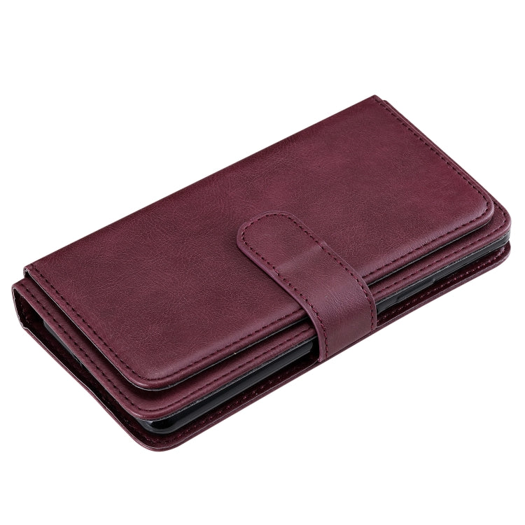 For Sony Xpeira 10 II Multifunctional Magnetic Copper Buckle Horizontal Flip Solid Color Leather Case with 10 Card Slots & Wallet & Holder & Photo Frame