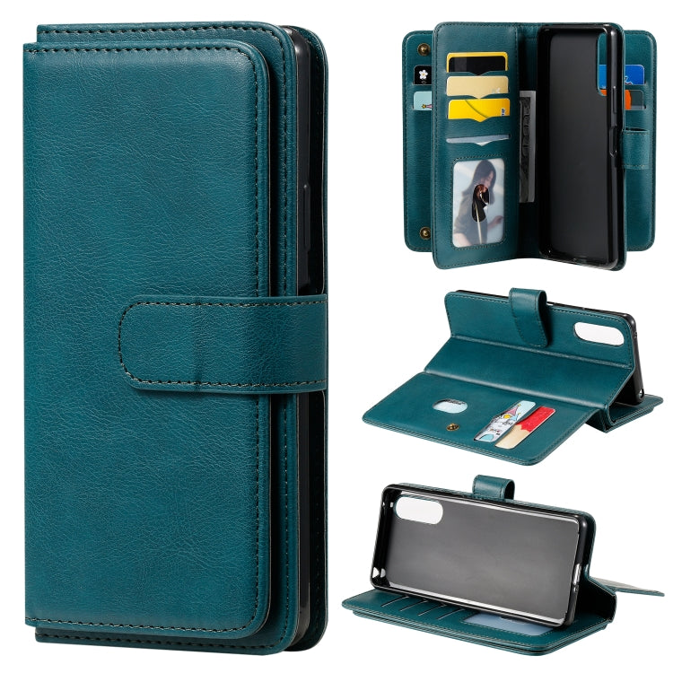 For Sony Xpeira 10 II Multifunctional Magnetic Copper Buckle Horizontal Flip Solid Color Leather Case with 10 Card Slots & Wallet & Holder & Photo Frame