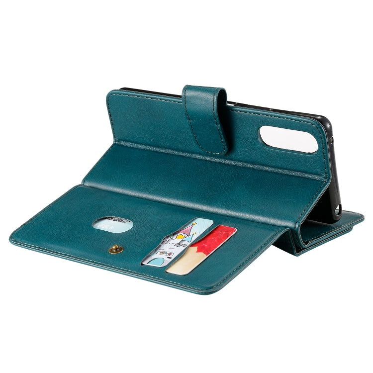 For Sony Xpeira 10 II Multifunctional Magnetic Copper Buckle Horizontal Flip Solid Color Leather Case with 10 Card Slots & Wallet & Holder & Photo Frame