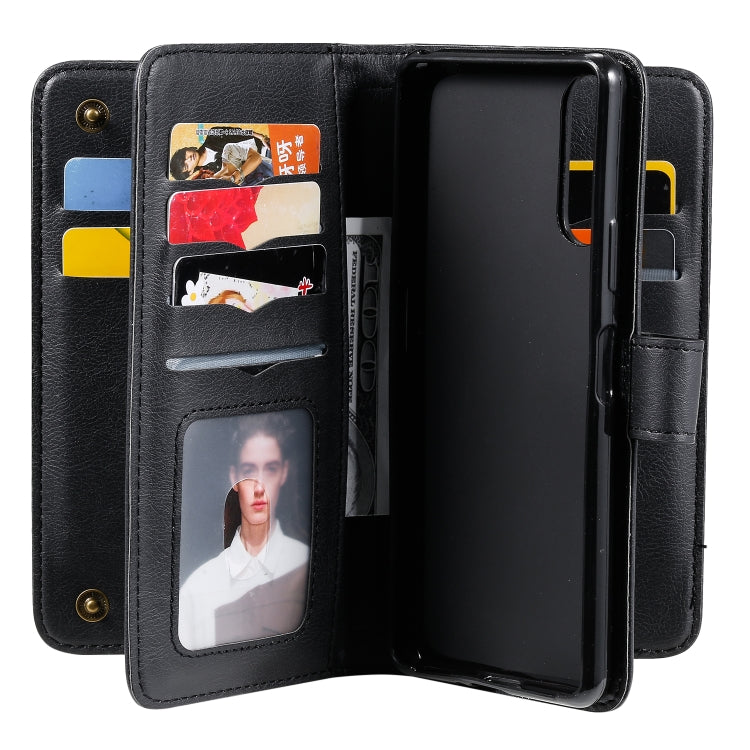 For Sony Xpeira 10 II Multifunctional Magnetic Copper Buckle Horizontal Flip Solid Color Leather Case with 10 Card Slots & Wallet & Holder & Photo Frame