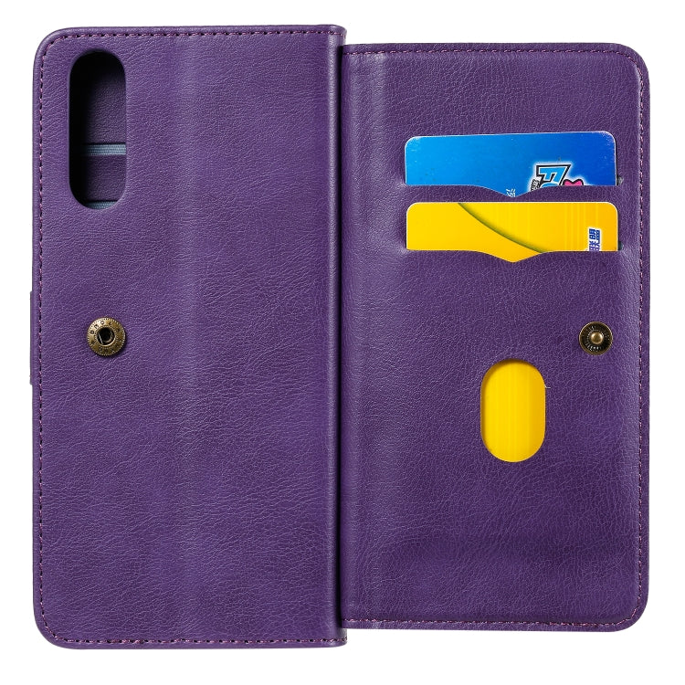 For Sony Xpeira 10 II Multifunctional Magnetic Copper Buckle Horizontal Flip Solid Color Leather Case with 10 Card Slots & Wallet & Holder & Photo Frame