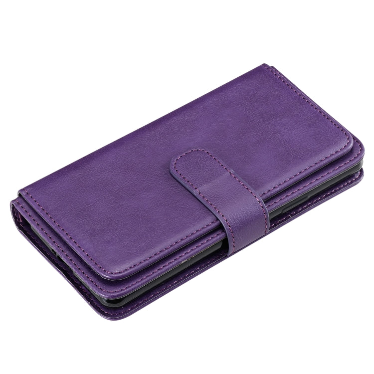 For Sony Xpeira 10 II Multifunctional Magnetic Copper Buckle Horizontal Flip Solid Color Leather Case with 10 Card Slots & Wallet & Holder & Photo Frame