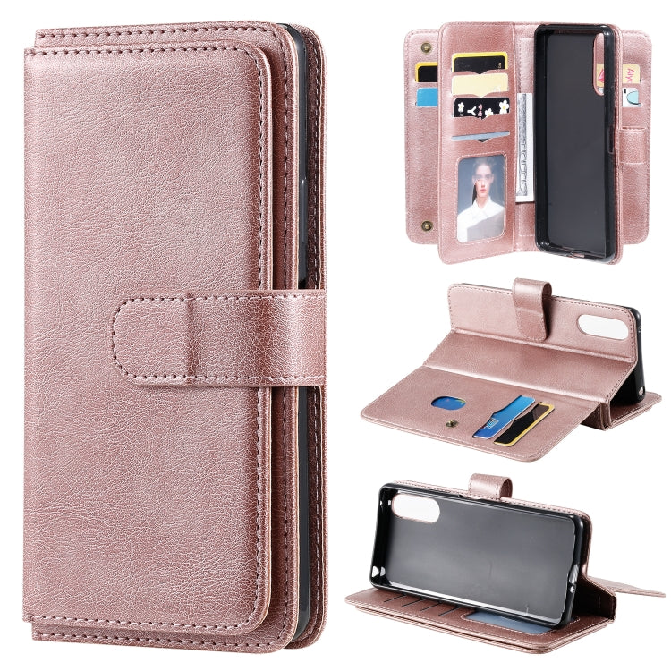 For Sony Xpeira 10 II Multifunctional Magnetic Copper Buckle Horizontal Flip Solid Color Leather Case with 10 Card Slots & Wallet & Holder & Photo Frame