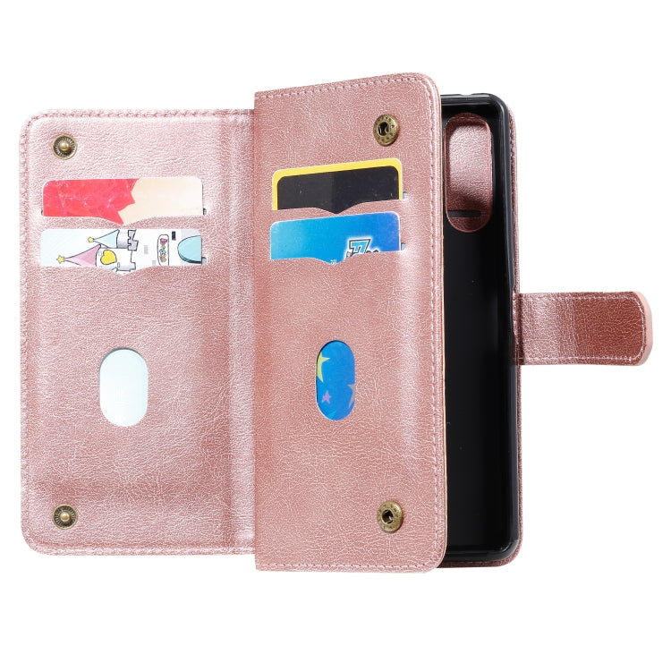 For Sony Xpeira 10 II Multifunctional Magnetic Copper Buckle Horizontal Flip Solid Color Leather Case with 10 Card Slots & Wallet & Holder & Photo Frame