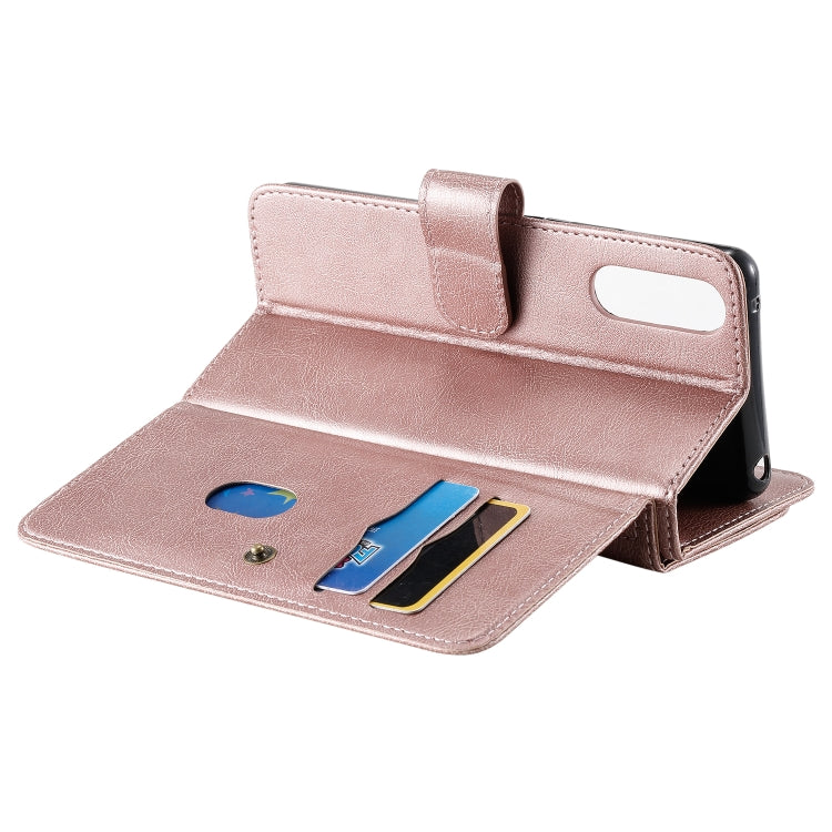 For Sony Xpeira 10 II Multifunctional Magnetic Copper Buckle Horizontal Flip Solid Color Leather Case with 10 Card Slots & Wallet & Holder & Photo Frame