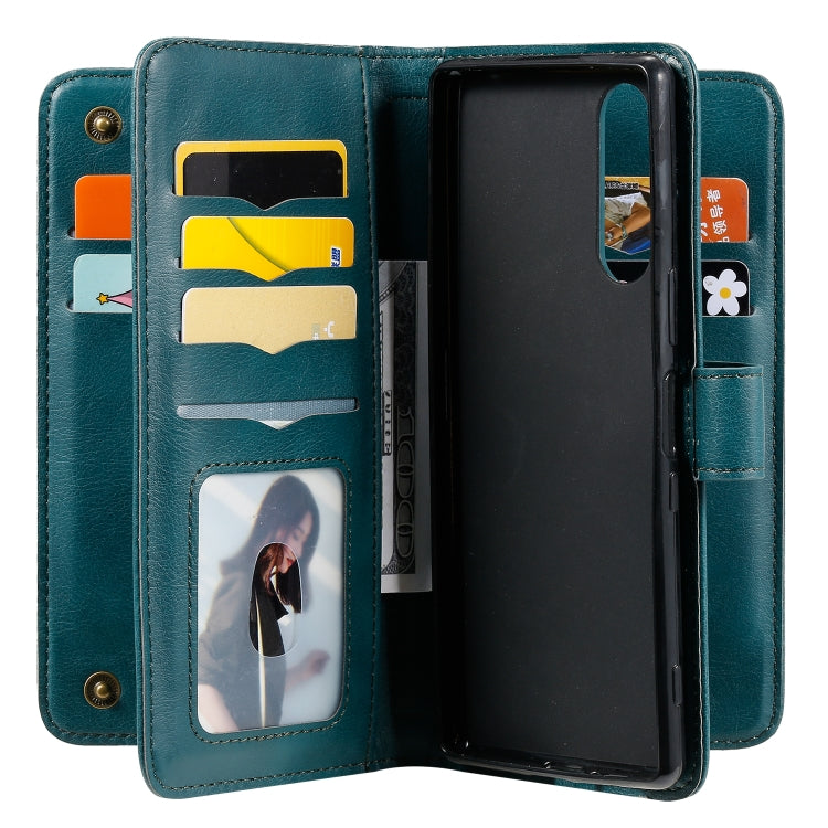 For Sony Xpeira 5 Multifunctional Magnetic Copper Buckle Horizontal Flip Solid Color Leather Case with 10 Card Slots & Wallet & Holder & Photo Frame