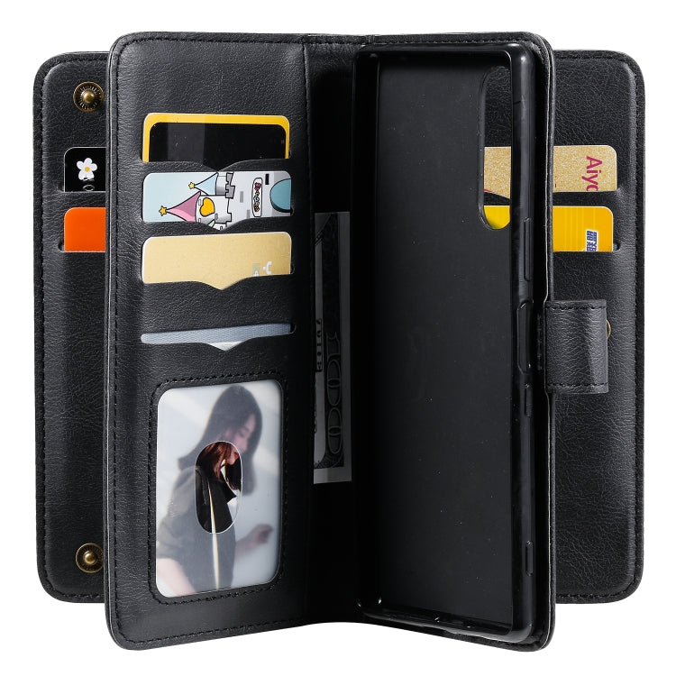 For Sony Xpeira 5 Multifunctional Magnetic Copper Buckle Horizontal Flip Solid Color Leather Case with 10 Card Slots & Wallet & Holder & Photo Frame