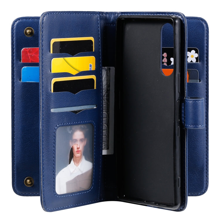 For Sony Xpeira 5 Multifunctional Magnetic Copper Buckle Horizontal Flip Solid Color Leather Case with 10 Card Slots & Wallet & Holder & Photo Frame