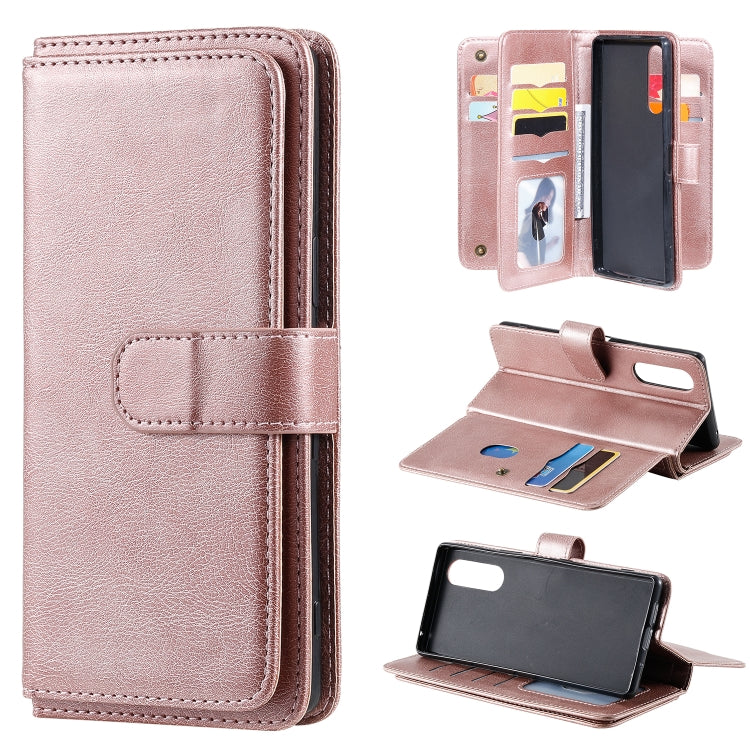 For Sony Xpeira 5 Multifunctional Magnetic Copper Buckle Horizontal Flip Solid Color Leather Case with 10 Card Slots & Wallet & Holder & Photo Frame