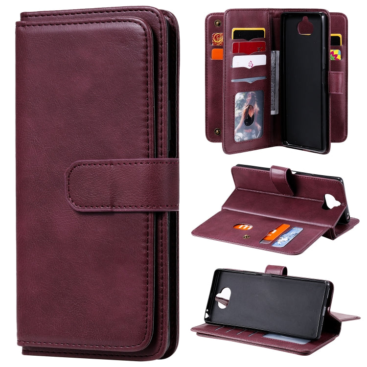 For Sony Xpeira 8 Multifunctional Magnetic Copper Buckle Horizontal Flip Solid Color Leather Case with 10 Card Slots & Wallet & Holder & Photo Frame