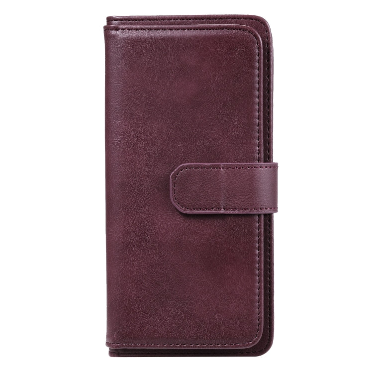 For Sony Xpeira 8 Multifunctional Magnetic Copper Buckle Horizontal Flip Solid Color Leather Case with 10 Card Slots & Wallet & Holder & Photo Frame