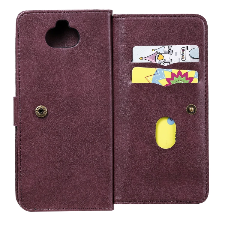 For Sony Xpeira 8 Multifunctional Magnetic Copper Buckle Horizontal Flip Solid Color Leather Case with 10 Card Slots & Wallet & Holder & Photo Frame