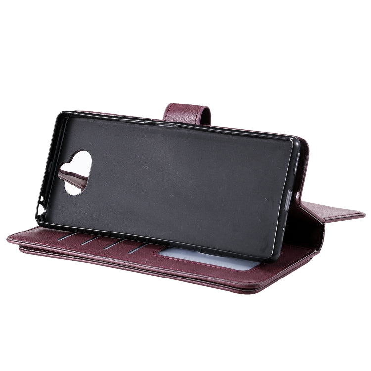 For Sony Xpeira 8 Multifunctional Magnetic Copper Buckle Horizontal Flip Solid Color Leather Case with 10 Card Slots & Wallet & Holder & Photo Frame