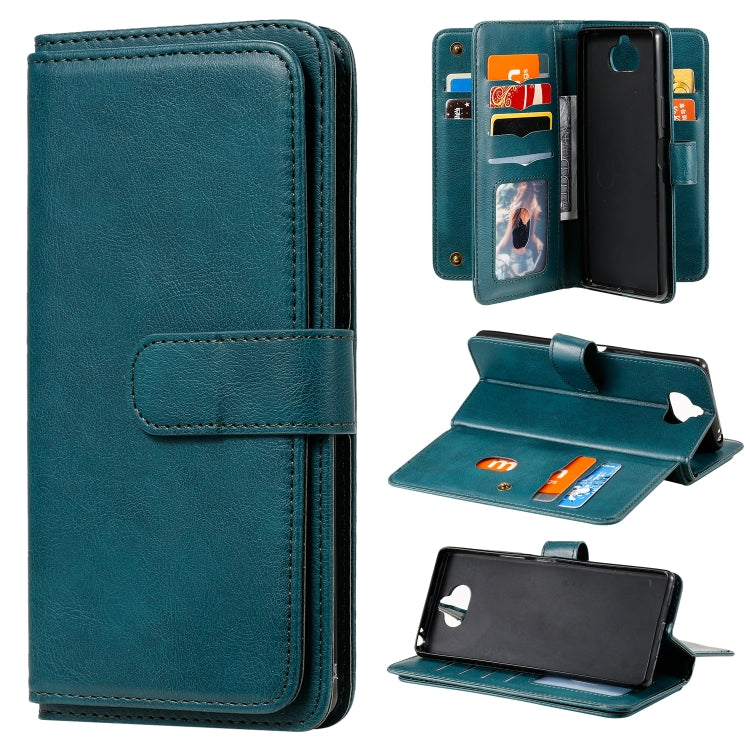 For Sony Xpeira 8 Multifunctional Magnetic Copper Buckle Horizontal Flip Solid Color Leather Case with 10 Card Slots & Wallet & Holder & Photo Frame