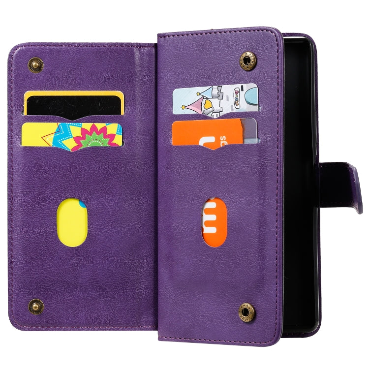 For Sony Xpeira 8 Multifunctional Magnetic Copper Buckle Horizontal Flip Solid Color Leather Case with 10 Card Slots & Wallet & Holder & Photo Frame