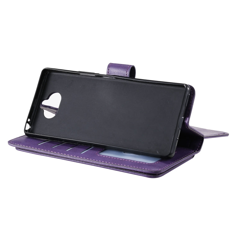 For Sony Xpeira 8 Multifunctional Magnetic Copper Buckle Horizontal Flip Solid Color Leather Case with 10 Card Slots & Wallet & Holder & Photo Frame