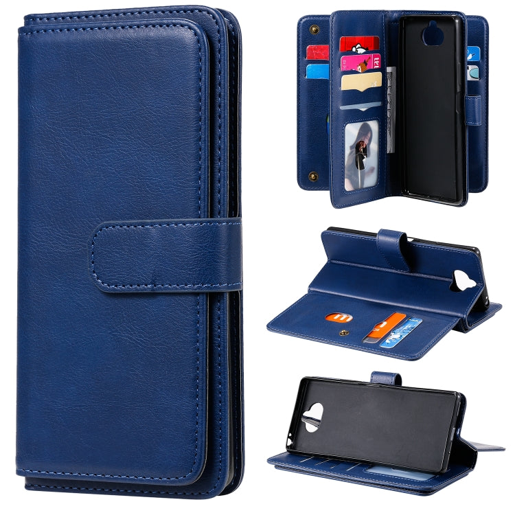 For Sony Xpeira 8 Multifunctional Magnetic Copper Buckle Horizontal Flip Solid Color Leather Case with 10 Card Slots & Wallet & Holder & Photo Frame