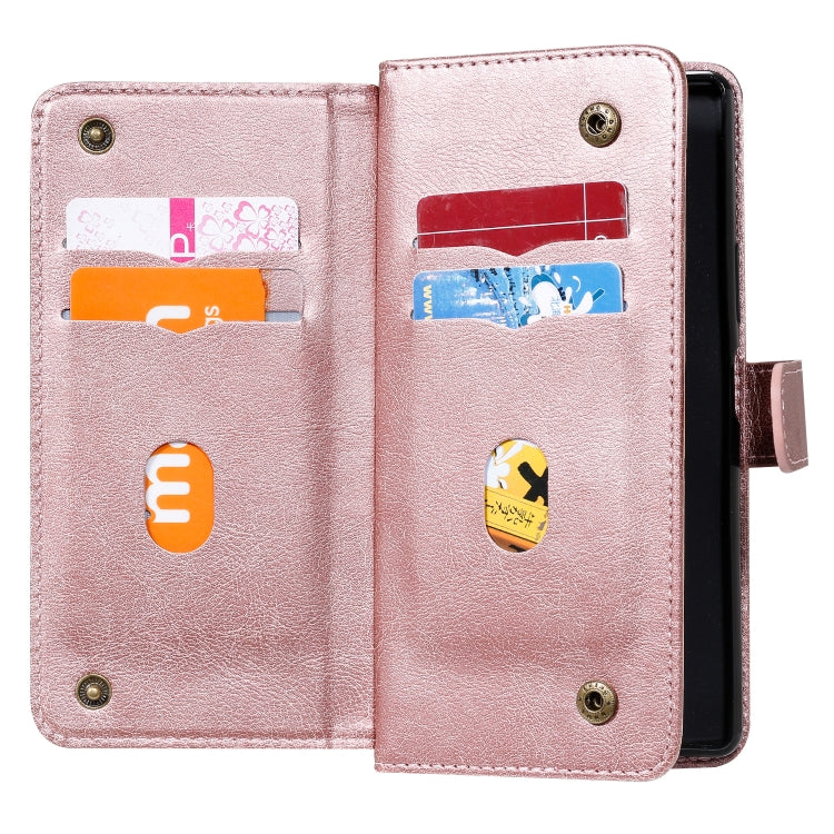 For Sony Xpeira 8 Multifunctional Magnetic Copper Buckle Horizontal Flip Solid Color Leather Case with 10 Card Slots & Wallet & Holder & Photo Frame