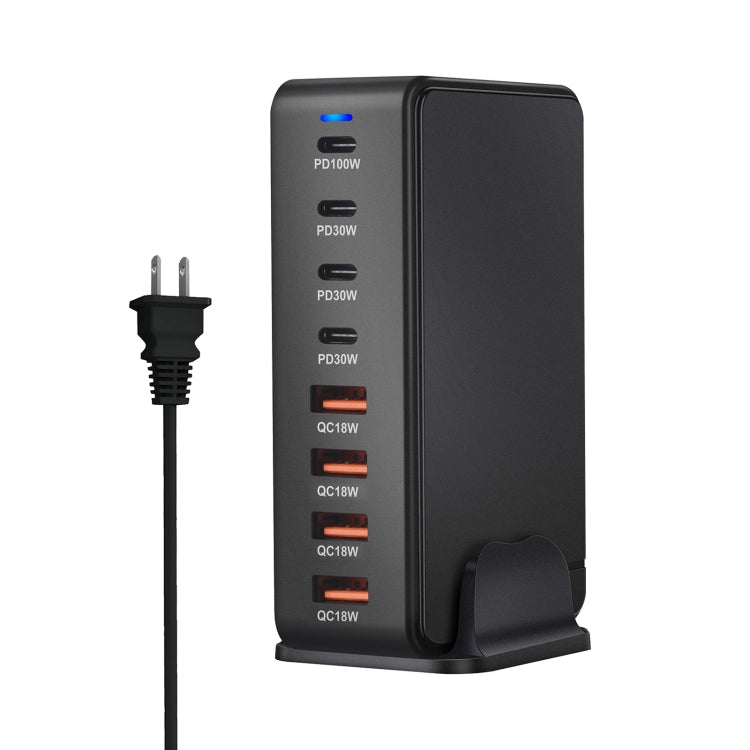 YMS-858 GaN 240W USB x 4, USB-C / Type-C x 4 Fast Charger, Plug Type:US Plug