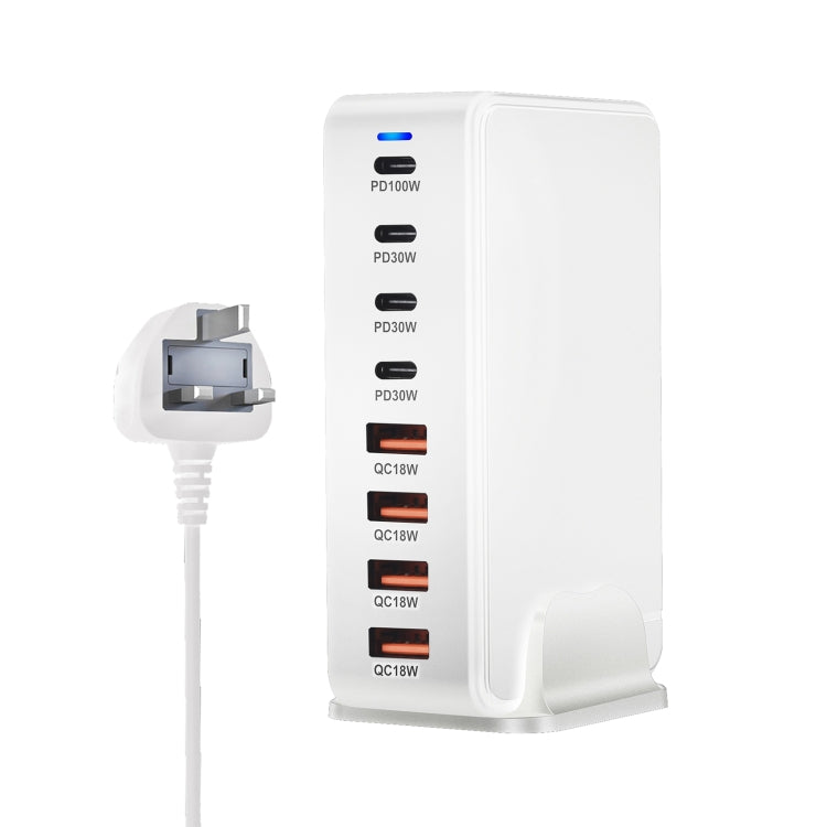 YMS-858 GaN 240W USB x 4, USB-C / Type-C x 4 Fast Charger, Plug Type:UK Plug