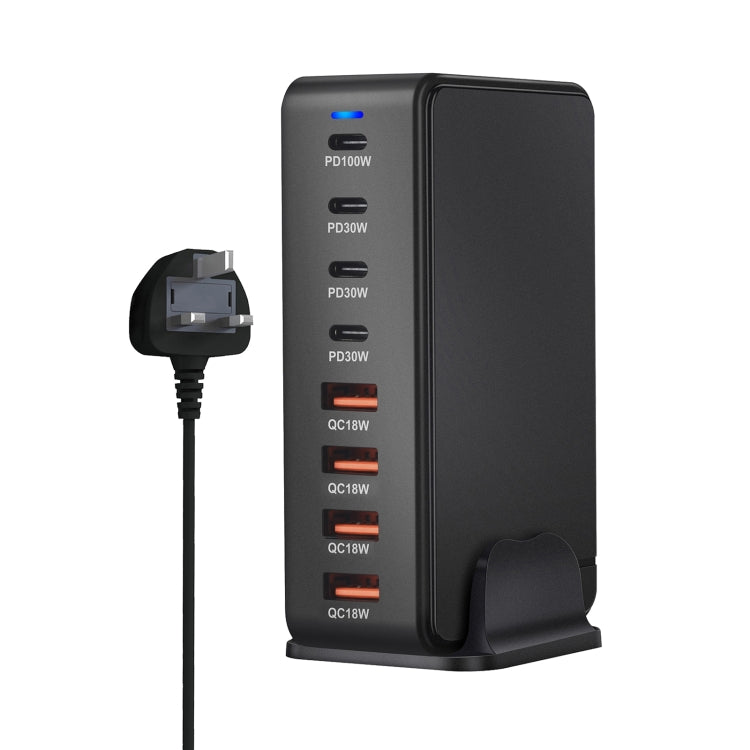 YMS-858 GaN 240W USB x 4, USB-C / Type-C x 4 Fast Charger, Plug Type:UK Plug
