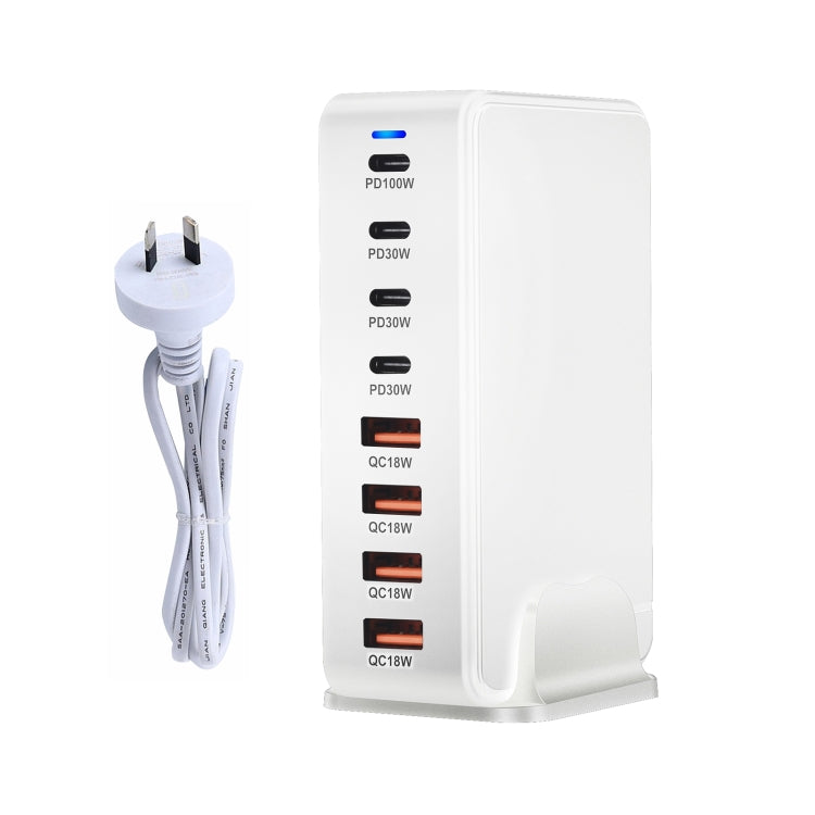 YMS-858 GaN 240W USB x 4, USB-C / Type-C x 4 Fast Charger, Plug Type:AU Plug