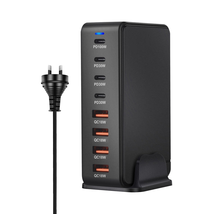 YMS-858 GaN 240W USB x 4, USB-C / Type-C x 4 Fast Charger, Plug Type:AU Plug
