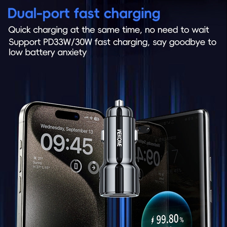 WEKOME WP-C49 Pop Digital Series USB, USB-C / Type-C 63W Fast Car Charger - Tarnish