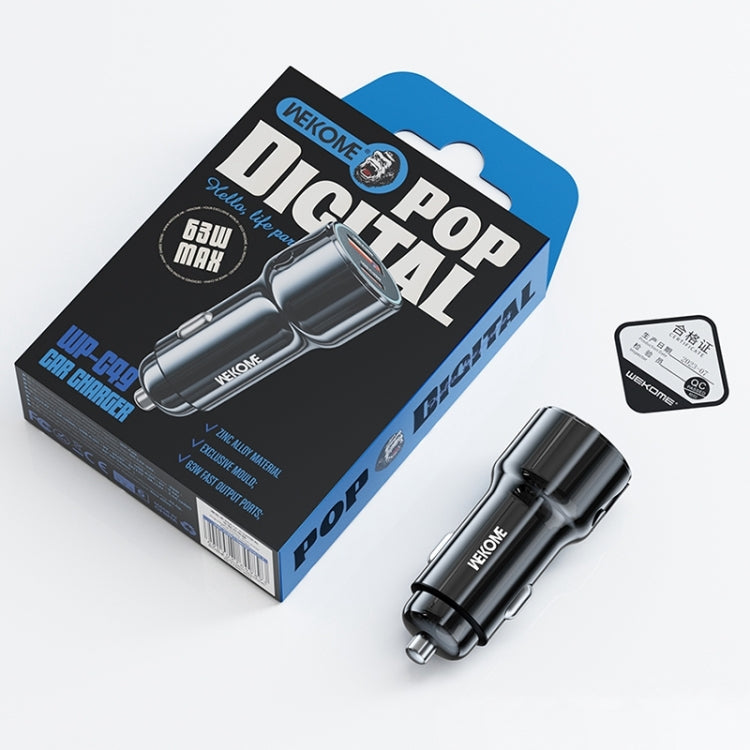 WEKOME WP-C49 Pop Digital Series USB, USB-C / Type-C 63W Fast Car Charger - Tarnish