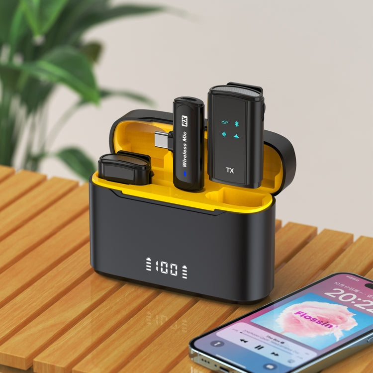 J28 1 TX + 2 RX Lavalier Smart Noise Reduction Wireless Microphone with Charging Compartment